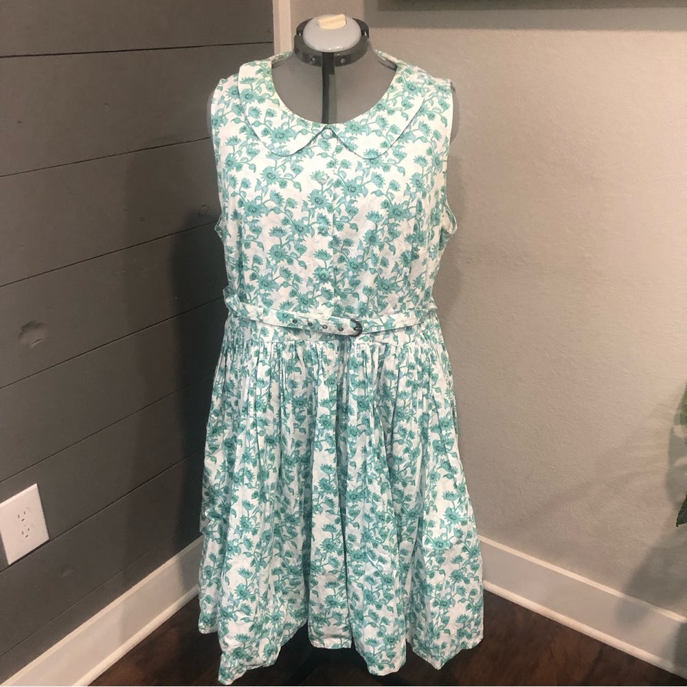 Eshakti plus size dress teal flowers lined 4x